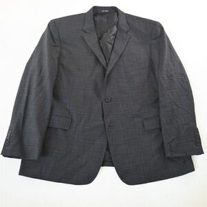 Pronto Uomo 50R Gray Windowpane Stretch Wool Mens Blazer Suit Jacket Sport Coat